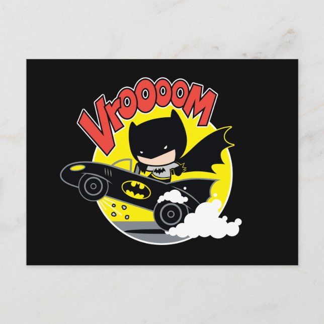 Cartão Postal Chibi Batman No Batmobile (Frente)