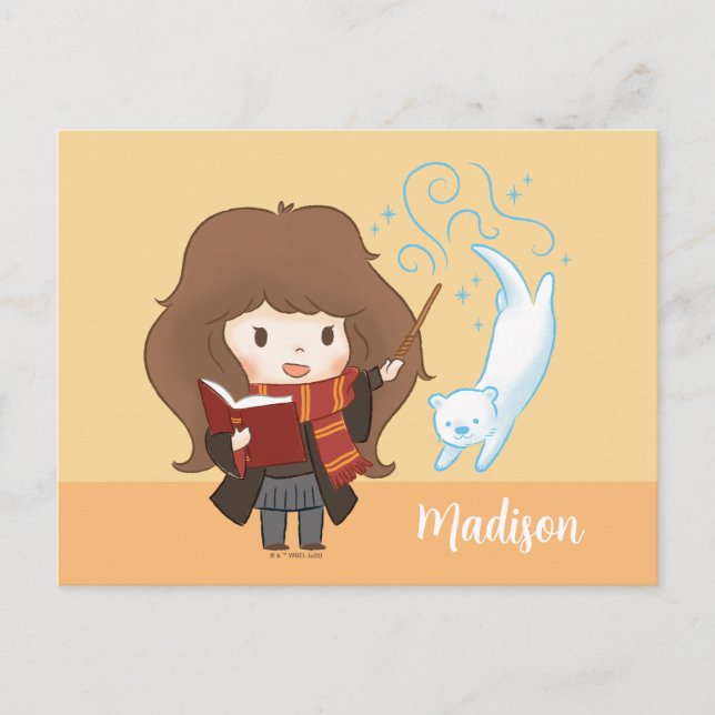 Cartão Postal Chibi Hermione Granger Patronus (Frente)