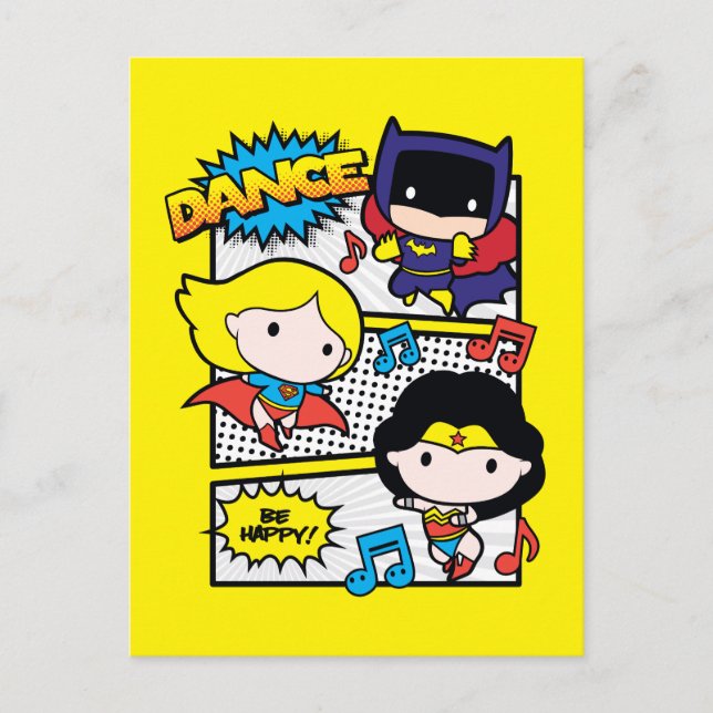 Cartão Postal Chibi Heroes Dançando (Frente)
