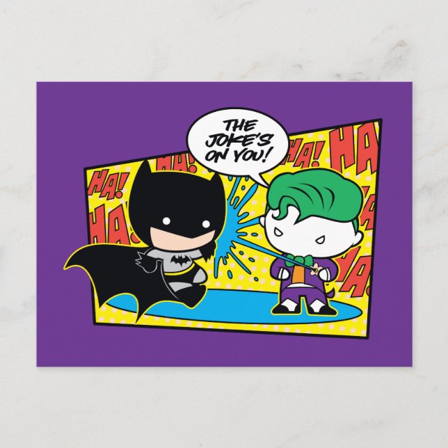 Cartão Postal Chibi Joker Pranking Chibi Batman (Frente)