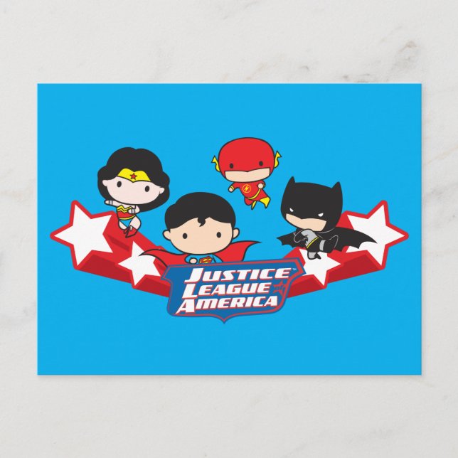 Cartão Postal Chibi Justice League of America Stars (Frente)