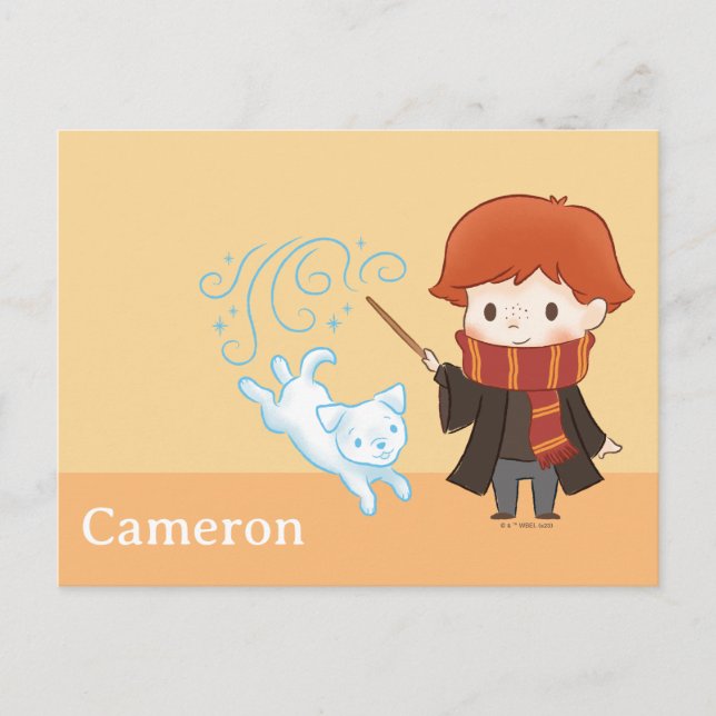 Cartão Postal Chibi Ron Weasley Patronus (Frente)