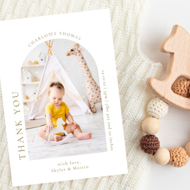 Cartão Postal Chic Baby Shower Arch Thank You Photo (Criador carregado)
