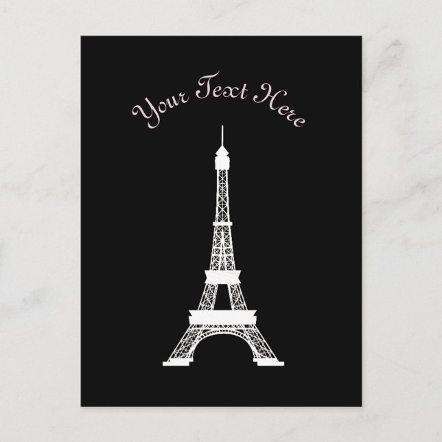 Cartão Postal Chic Black and White French Style Torres Eiffel (Frente)