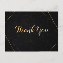 Cartão Postal Chic Black e Dourado quadro geométrico Obrigado