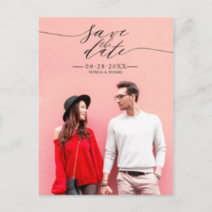 Cartão Postal Chic Caligrafia Casamento Save The Date Foto