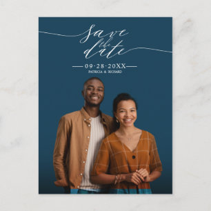 Cartão Postal Chic Caligrafia Casamento Save The Date Foto