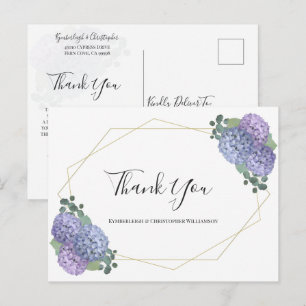 Cartão Postal Chic Dusty Azul Floral Geométrico Casamento Agrade