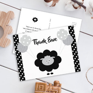 Cartão Postal Chic e Fofo Chuveirinho de Bebê Cordeiro Preto e B