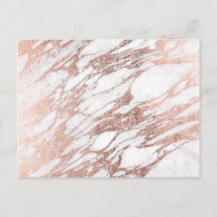 Cartão Postal Chic Elegant White e Rosa Dourado Padrão Marble