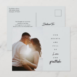Cartão Postal Chic Elegante Rótulo de Casamento Foto Personaliza