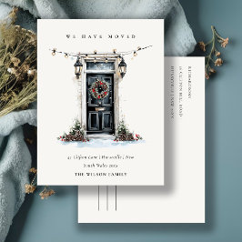 Cartão Postal Chic Festive Winter Front Door We have Moved 