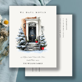 Cartão Postal Chic Festive Winter Front Door We have Moved 
