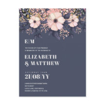 Chic Floral de Casamento Floral Azul Rosegold, Cor