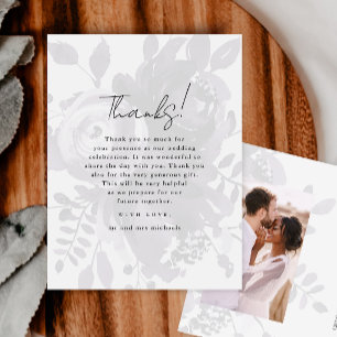 Cartão Postal Chic Floral Overlay Purple Casamento Foto Obrigado