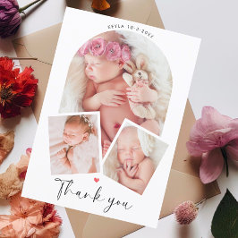 Cartão Postal Chic Foto Arquivo Colagem Chá de Bebê Obrigado
