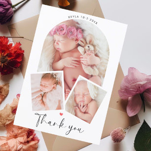 Cartão Postal Chic Foto Arquivo Colagem Chá de Bebê Obrigado
