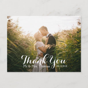Cartão Postal Chic Hand Lettered Weding Obrigado Cartão-Postal