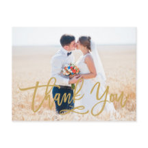 Chic Hand Lettered Weds Obrigado Cartão-Postal Dou