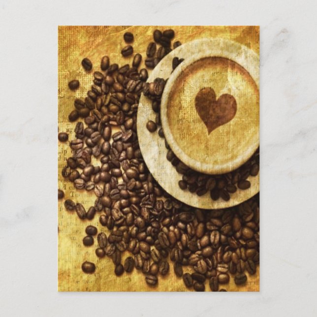 Cartão Postal Chic Java cappucccino Café Beans Café Lover (Frente)