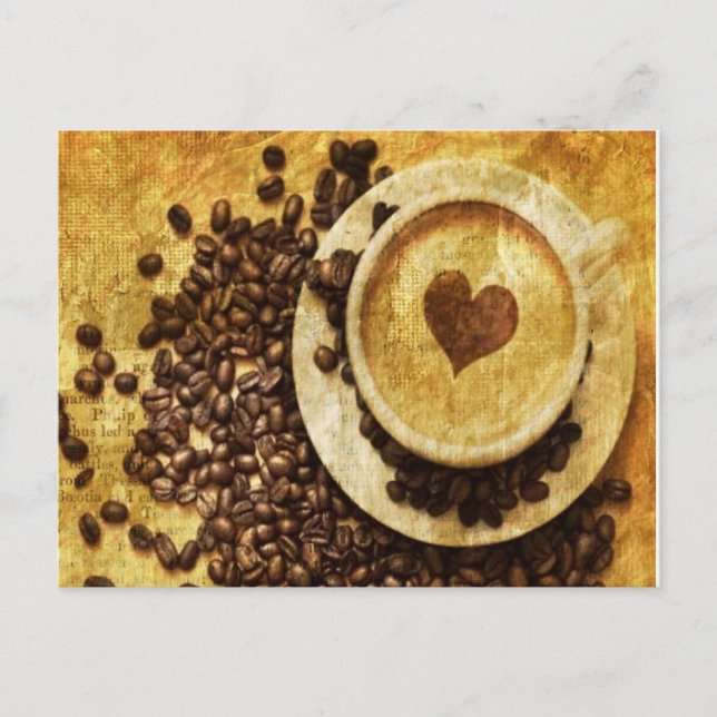 Cartão Postal Chic Java cappuccino Coffee Beans Coffee Lover (Frente)