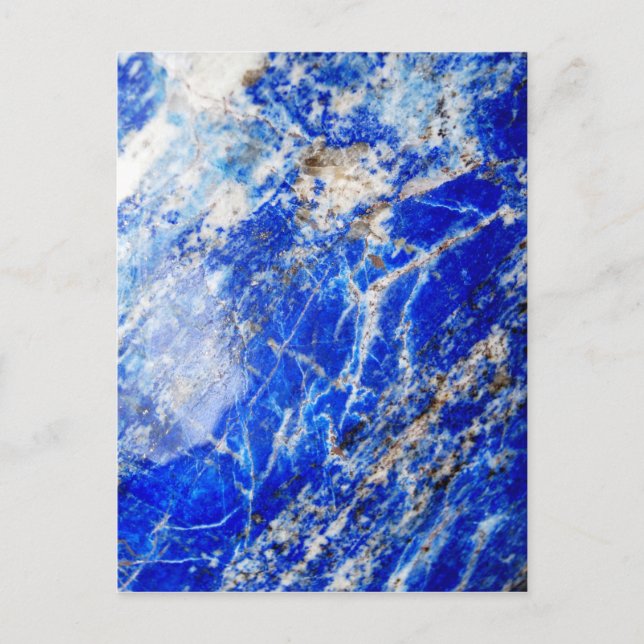 Cartão Postal Chic Modern Blue Marble Stone (Frente)