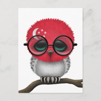 Cartão Postal Chic personalizável da Nerdy Singapore Baby Owl