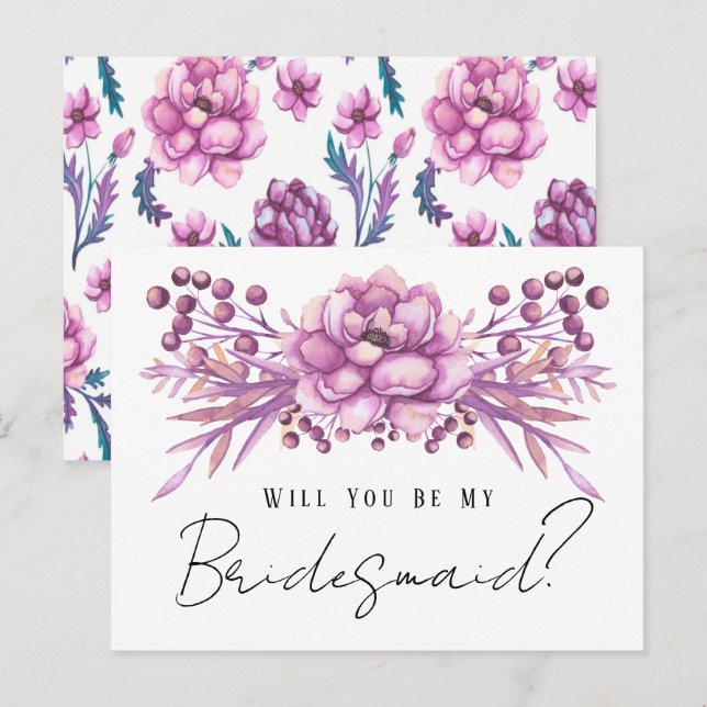 Cartão Postal Chic Purple Floral, Você Será Minha Porta-Voz (Frente/Verso)