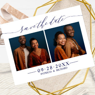 Cartão Postal Chic Script Casamento Salvar A Data 2 Colagem de F