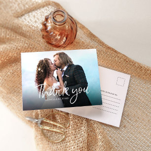 Cartão Postal Chic Script Elegante Fotografia de Agradecimento d