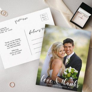 Cartão Postal Chic Script Elegante Fotografia de Agradecimento d