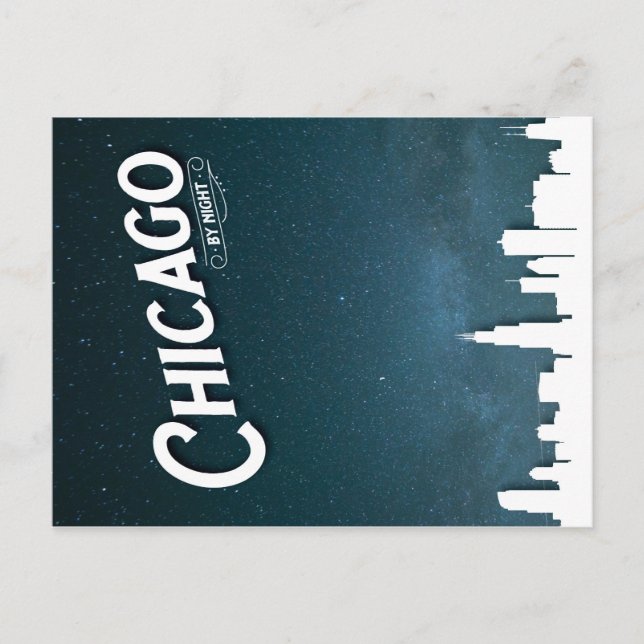Cartão Postal Chicago à noite - Cartão-postal (Frente)