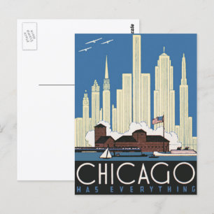 Cartão Postal Chicago de Viagem Clássica Tem Tudo Horizonte da C