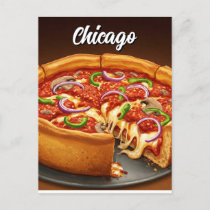 Cartão Postal Chicago Deep Dish Pizza