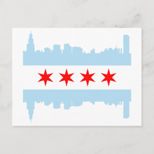 Cartão Postal Chicago Flag Skyline