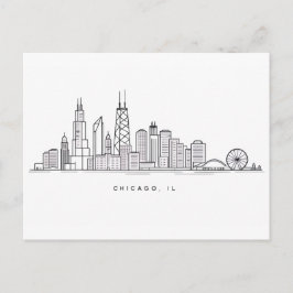 Cartão Postal Chicago IL Cityscape Illustration