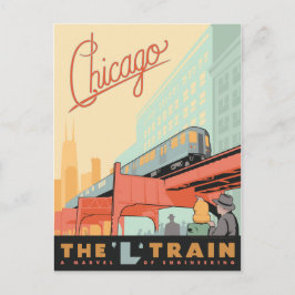 Cartão Postal Chicago, IL - Comboio L