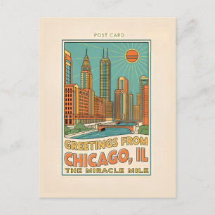 Cartão Postal Chicago IL Milha Milagrosa Retro