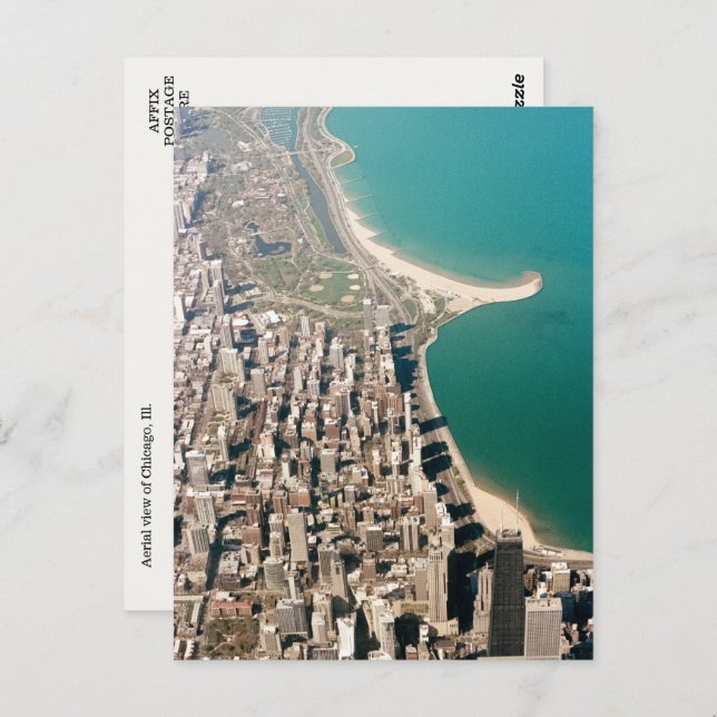 Cartão Postal Chicago, Ill. Cartão-postal de exibição aérea (Frente/Verso)