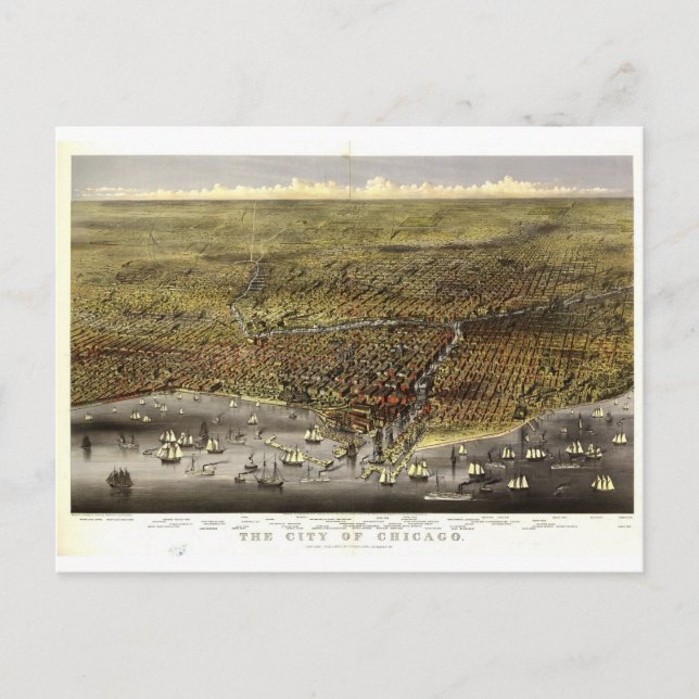 Cartão Postal Chicago Illinois, 1874 (Frente)