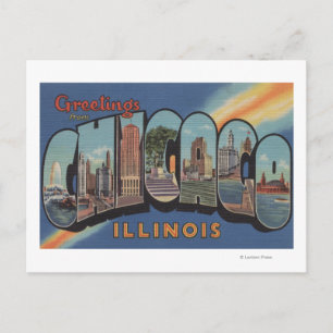 Cartão Postal Chicago, Illinois - Cenas de Letra Grandes
