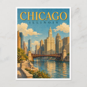 Cartão Postal Chicago Illinois Rio Chicago GeoSaga