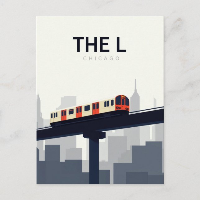 Cartão Postal Chicago 'L' Elevated Train (Frente)