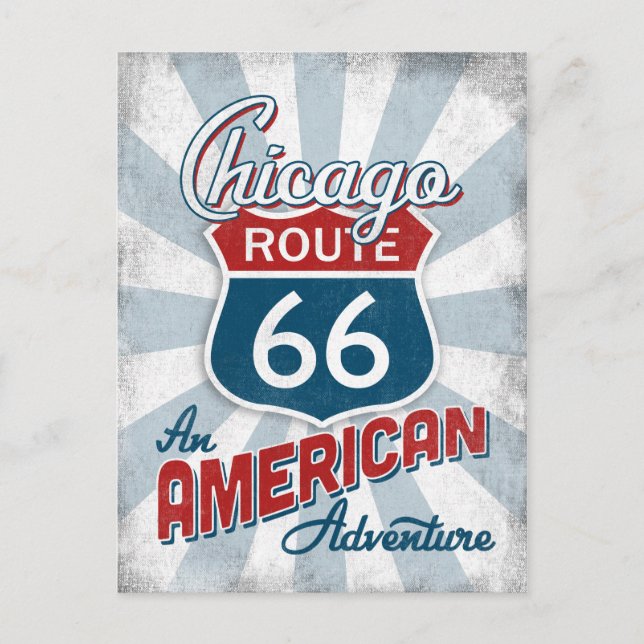 Cartão Postal Chicago Route 66 Vintage America Illinois (Frente)