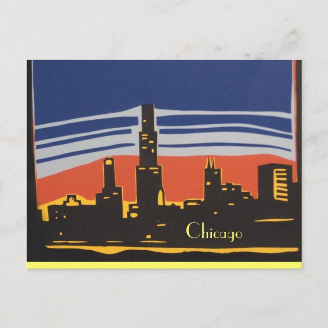 Cartão Postal Chicago Skyline (Frente)