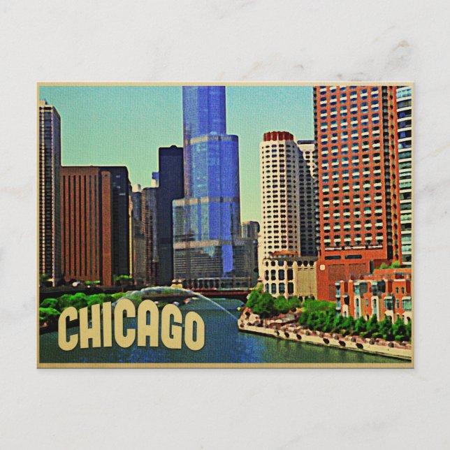 Cartão Postal Chicago Skyline (Frente)