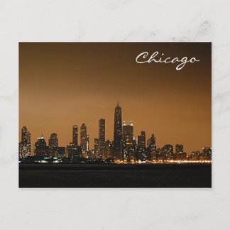 Cartão Postal Chicago Skyline à Noite