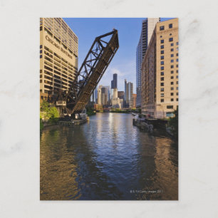 Cartão Postal Chicago Skyline da Ponte de Ruas Kinzie
