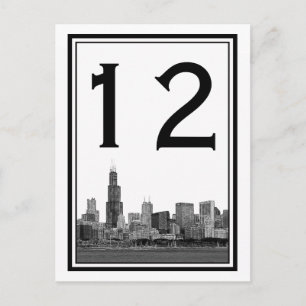 Cartão Postal Chicago Skyline Etch Frame Table Number