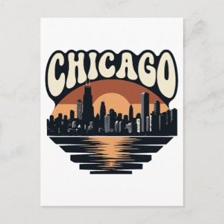 Cartão Postal Chicago Skyline Lake Michigan Vintage Willis Tower